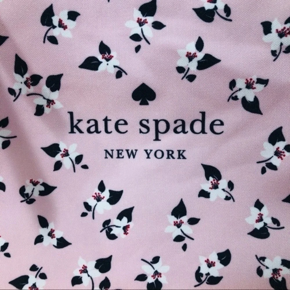 Kate Spade New York Floral Canvas Zip Pouch With Leather Pull NWT